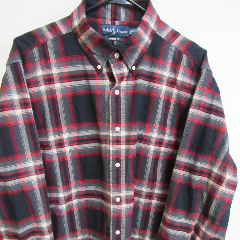Ralph Lauren Classic Fit Multicolor Plaid Flannel L/S Button‎ Down Shirt 2XL